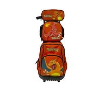CYPBRANDS Kompaktes Trolley-Set, für Schule, Reisen, 3-teilig, Lunchbox, Orange, offizielles Produkt