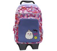 CYPBRANDS Molang Kinderrucksack mit abnehmbarem Trolley, verschiedene Fächer, mehrfarbig, offizielles Produkt dunkelviolett, M, traditionell