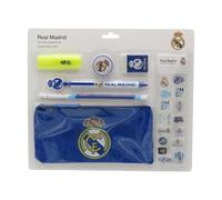 CYPBRANDS Real Madrid Schreibwaren-Set, Schreibwaren, Bleistift, Radiergummi, Anspitzer, Kugelschreiber, Textmarker, Aufkleber, Blau, offizielles Produkt
