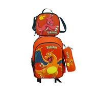 CyP Brands Rucksack-Set Pokemon 42x32x15 cm 22 l, mit Rollen, 3-teilig, Orange, für Kinder (Unisex)