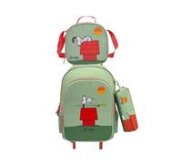Snoopy Set Funcional 10l Wheeled Backpack 3 Units Grün Kinder