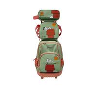 CYPBRANDS Snoopy Trolley-Set, kompakt, für Schule, Reisen, 3-teilig, Grün, offizielles Produkt