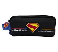 CYPBRANDS - Superman, zylindrisches Federmäppchen, Schulbedarf, Federmäppchen, Schwarze Farbe, offizielles Produkt
