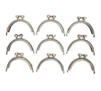 Cyrank 9 Stücke Metall Geldbörsenrahmen, Geldbörse RahmenKuss Retro, Taschenrahmen Verschluesse Metallbogen, Kiss Clasp Locks, mit runden Acryl Perlen Für DIY Craft Tailor Sewer Geldbörsenherstellung