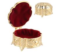 Cyrank Runde Gold-Schmuckschatulle, Vintage Schmuckkasten mit Deckel, Metall-Schmuckschatulle, Kleine Aufbewahrungsbox Für Schmuckstücke, Schmuckbox Deko, Schmuckkoffer für Ohrringe Armband Damen