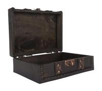 Cyrank Vintage-Schmuckkästchen, Holzkiste mit Deckel, Schatzkiste, Piratenschatztruhe, Schatztruhe Groß, Schwarze Holz-Schmuckschatulle Mit Verschlussriegel, 15,5 X 11,9 X 6,1 cm, Kleine Holzkiste
