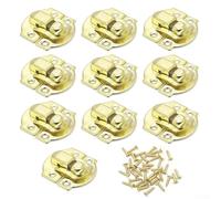 CYRENT 10 Stück Vintage Eisen Schnalle Schlösser für Holzkisten Metall Schatzkiste Schloss Verriegelung Set für Schmuckkoffer Dekoration (Gold)