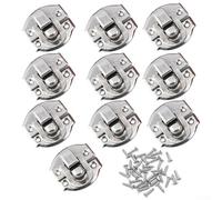 CYRENT 10 Stück Vintage Eisen Schnalle Schlösser für Holzkisten Metall Schatzkiste Schloss Verriegelung Set für Schmuckkoffer Dekoration (Silber)
