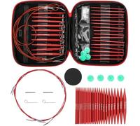 CYSFETENA Aluminium Auswechselbare Rundstricknadeln Set, 40cm/60cm/80cm/100cm Abnehmbare Stricknadel-Set, Niedliche Circular Knitting Needles Set für Socken, Pullover, Mützen