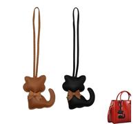 CYUXING 2 Stück neue Kätzchen-Taschenanhänger damen bag charms PU-Leder, taschen charms anhänger handtaschen anhänger katzen deko, Katzen-Schlüsselanhänger mit Cartoon-Kätzchenmotiven für Handtaschen