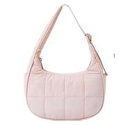 CYWBUEAFY Handtasche, wasserdichte, flauschige, gesteppte Nylon-Schultertasche mit verstellbarem Schultergurt, gesteppte Halbmond-Umhängetasche für Damen