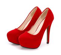 CYwinterB Damen High Heels sexy Wildleder Stiletto Plateau Pump Elegante runde Zehen Slip-In Brautschuhe Pumps Kleid Damenschuhe 35-44