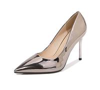 CYwinterB High Heels Metallisch Plateau Plattform Pumpe Sexy Spitz Stilett Frauen Schuhe Einfachheit elegant Büro Bankett Formelle Anlässe Pumps Kleider Große Größe Pumps 35-46- Silver-2||39