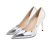 CYwinterB High Heels Metallisch Plateau Plattform Pumpe Sexy Spitz Stilett Frauen Schuhe Einfachheit elegant Büro Bankett Formelle Anlässe Pumps Kleider Große Größe Pumps 35-46- Silver||45