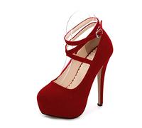 CYwinterB High Heels sexy Wildleder Stiletto Plateau Pump Elegante runde Zehen Knöchelriemen High Heels Brautschuhe Pumps Kleid Damenschuhe 35-46