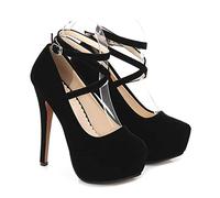 CYwinterB High Heels sexy Wildleder Stiletto Plateau Pump Elegante runde Zehen Knöchelriemen High Heels Brautschuhe Pumps Kleid Damenschuhe 35-46