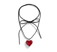 CYWQZZ Choker-Halskette für Damen, großer Herzanhänger, verstellbare Samtkette, Herz-Halsketten für Teenager, Mädchen, trendiges Schmuckzubehör, Edelstahl