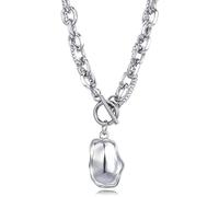 CyxenNova Kette Herren Halskette Herren Königskette Silberkette Herren, Stern Edelstahl Kreuzkette Panzerkette für Männer, Schmuck Herren Geschenke Two Layer Necklace