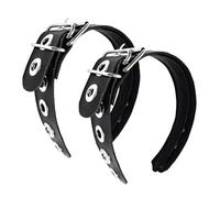 CZMZHFC 2 Stück Gothic Punk Stil Metallschnalle Stirnbänder für Damen, Gürtel-Design, schwarzes Leder-Stirnband, PU-Leder-Kopfschmuck, Punk-Stirnband, Gothic, Halloween-Haarschmuck