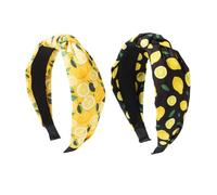 CZMZHFC 2 Stück Zitronen-Stirnbänder, Knoten-Stirnbänder für Damen, rutschfestes Obst-Haar-Accessoire, perfektes Lehrer-Stirnband (schwarz + gelb)
