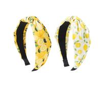 CZMZHFC 2 Stück Zitronen-Stirnbänder, Knoten-Stirnbänder für Damen, rutschfestes Obst-Haar-Accessoire, perfektes Lehrer-Stirnband (Withe+Gelb)