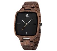 CZOKA Herren Damen Unisex Eckige Holzuhr, Natürliche Ebenholz Holz Armbanduhr Analog Quarzwerk mit Holzarmband Verstellbarem, Datumsanzeige mit DREI Datumsangaben, Nachhaltig, Handgefertigt