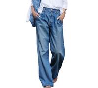 CzooM Jeans Straight Baggy Jeans High Waist Vintage Hosen Lang Denim-Hose Teenager Mädchen Y2k Aesthetic Pants Jeanshose Weites Bein Streetwear(L)