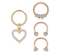 D.Bella 16G Helix Tragus Hoop Nase Lippe Piercing Ring Chirurgenstahl 8mm Hufeisen Clicker mit Anhänger Herz Septum Nasenring Set