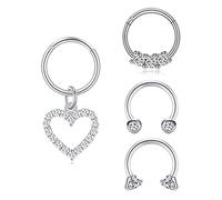 D.Bella 16G Helix Tragus Hoop Nase Lippe Piercing Ring Chirurgenstahl 8mm Hufeisen Clicker mit Anhänger Herz Septum Nasenring Set
