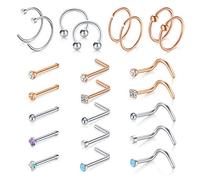 D.Bella 18G Nasenpiercing Nasenringe Chirurgenstahl CZ Opal Nasenstecker Ohrstecker Schmuck Set