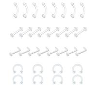 D.Bella Klar Piercing Retainer Lippenpiercing Cartilage Helix Tragus Ohrstecker Bioflex Flexibel Hufeisen Septum Nasenring Nasenstecker Plastik Piercings Kit für Frauen Männer