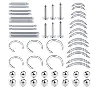 D.Bella Piercingstäbchen-Set für Tragus, Knorpel, Helix, Ohrstecker, Zunge, Brustwarze, Barbells, Ersatzkugeln, kurze Labret-Lippenringe, 4-20 mm, Medusa, Conch, Piercing-Schmuck, Edelstahl