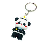 (D)Cartoon Panda Keychain 3D Mini Funny High Toughness Comfortable Grip Backpack Ornament PVC Cute Animal Key Ring for Daily