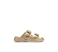 D. Franklin Offene Damensandalen mit verstellbarer Schnalle, goldfarben, Modell Vibe - Bequeme flache sportliche Sandalen für den Sommer - Größe (38) - Modell Buckle