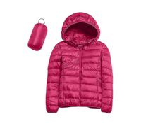 (D-hot Pink,Medium)A-womens Casual Lightweight Hooded Down Jacket Packable Puffer Coats Ultra Light Weight Short Down Jacket With Storage Bag