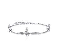 D.INFINITY Kreuz Fußkettchen für Frauen, Damen Kreuz Ankle Armband in Weißgold 925 Sterling Silber Religiöse Symbol Kreuz Schmuck für Sie
