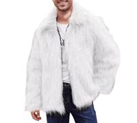 D,M,Herren-Strickjacke aus Kunstpelz mit offener Vorderseite, modischer Reverskragen, Flauschige Parka-Jacke, Winterwärme, Dicker, Flauschiger, pelziger Kurzmantel