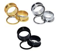 D&Min Jewelry 3 Paare/6er Set Edelstahl Schraub Tunnel Plugs Ear Stretcher Gold&Silber&Schwarz 4g(5mm)