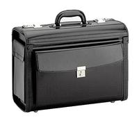 D&N - Pilotenkoffer aus Echt Leder, Schwarz, 46 x 32 x 20 cm