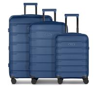 d&n South Dakota 4 Rollen Kofferset 3-teilig mit Dehnfalte blau