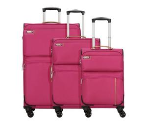 d&n Travel Line 6704 4-Rollen Kofferset 3tlg. pink