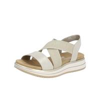 Riemchensandale REMONTE, Damen, Gr. 36, beige (hellbeige, goldfarben), Veloursleder, Schuhe Riemchensandale, Sommerschuh, Sandalette, Keilabsatz, mit praktischem Gummizug (72382518-36)