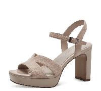 Tamaris Damen Sandalette mit Blockabsatz Leder, beige, 38 EU