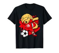 Dabbing Golden Retriever Tunesien Fußball Fans Trikot T-Shirt