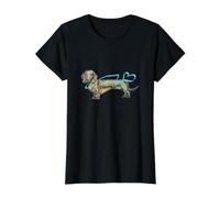 Dackel, Dackel mit Herz, Elke Design, Hund Preisgünstiges Grafik-T-Shirt, Damen, Schwarz, XS