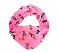 Dackel Dog Loop Schal aus Seidenmischung Tuch Sommer Frühling Herbst Halstuch mit Hunde Motiv Stola Tuch Übergangsschal Seide Silk Regenbogen (Pink)