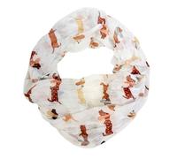 Dackel Dog Loop Schal aus Seidenmischung Tuch Sommer Frühling Herbst Halstuch mit Hunde Motiv Stola Tuch Übergangsschal Seide Silk Regenbogen (Weiß)