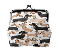 Dackel Floral - Print Damen Kompakte Münzbörse mit Schloss Wasserdicht für Reisegeschenke, Schwarz , Einheitsgröße, Lässiger Tagesrucksack