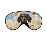 Dackel Heißluftballon Schlafmaske mit verstellbarem Riemen, bequeme und weiche Augenmaske zum Schlafen, Lichtblockierung, leichte und atmungsaktive Augenabdeckung für Männer und Frauen
