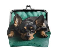 Dackel Hund - Print Damen Kompakte Münzbörse mit Schloss Wasserdicht für Reisegeschenke, Schwarz , Einheitsgröße, Lässiger Tagesrucksack